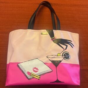 Kate Spade Pink Cocktail Kisses Tote Bag 🍸 👄💄 🫒